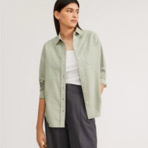 Everlane Relaxed Oxford Shirt in the color seagrass